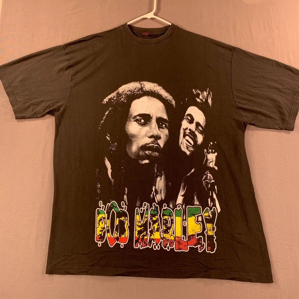 G.C. Active Wear Shirt Mens 4XL Black Bob Marley Y2K Baggy Hip Hop Vtg 90s Y2K
